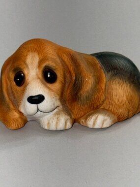 Vintage Homco Basset Hound Dog Puppy Figurine Anthropomorphic Gift Puppies Sleep